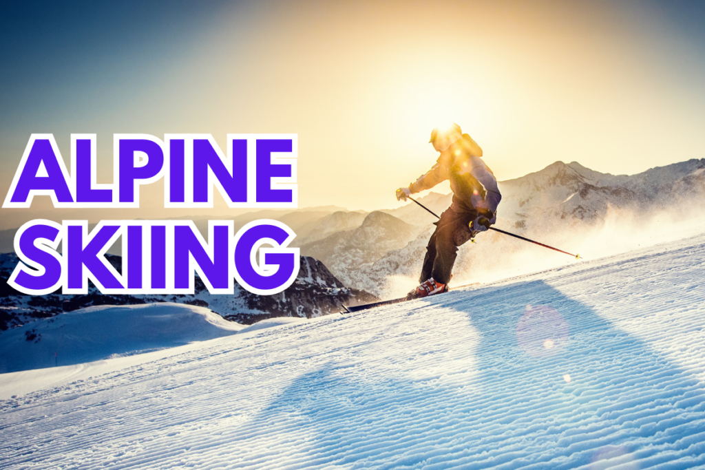 Alpine skiing on a snowy mountain.